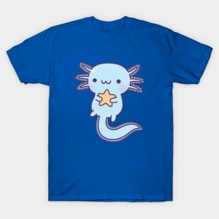 Cute Blue Axolotl Hugging Star T-Shirt